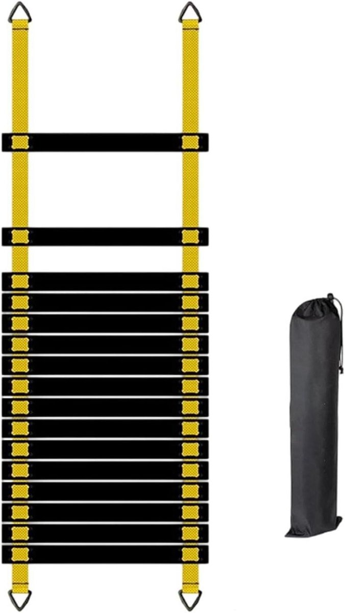 Coördinatieladder Sport - Snelheidsladder Trainingsladder - Behendigheid Verbeteren - Direct Klaar Voor Gebruik - 8 Meter - Geel