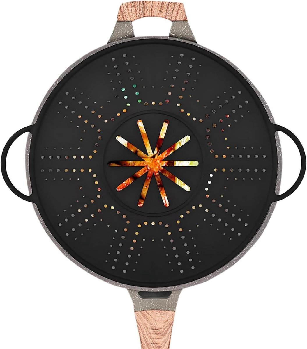 Spatscherm voor Pan - Vetvanger Deksel - Schoon Koken - Opvouwbaar Ontwerp - 25-30 cm - Zwart