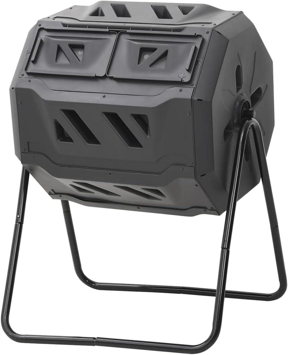Compostbak Tuin - Compostvat Compostbak - Compost Maken - 360 Graden Draaibaar - 160 Liter - Zwart