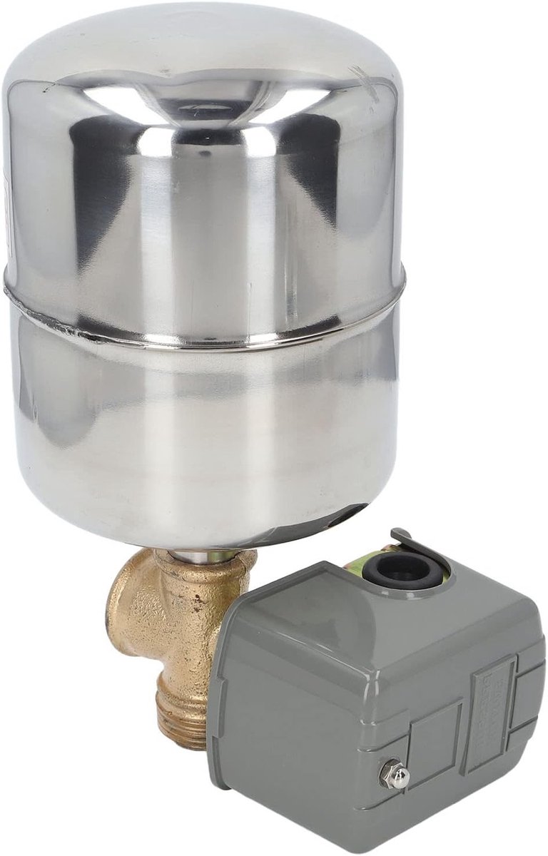 Verstelbare Waterpomp Drukschakelaar 20 tot 40 PSI met 2L Drukvat en Aansluitset voor Zelfaanzuigende en Dompelpompen Automatische Controle