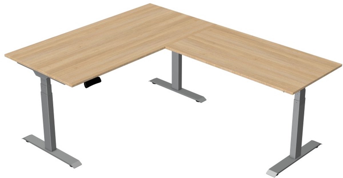 Kerkmann Elektrisch Zit-Sta Hoekbureau Move New Base 160x200 cm – Licht eiken