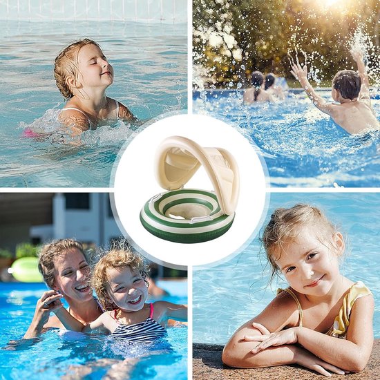 Baby Zwemband - Opblaasbare Stoel - Waterpret - Met Zonnekap - 57x49 cm - Groen — afbeelding 2