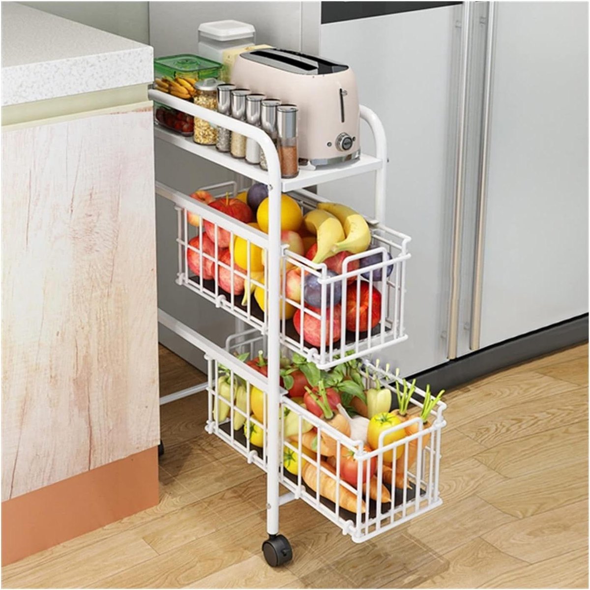 Keukenopberger - Rolley Trolley - Ruimte Besparen - Smal Ontwerp - XX Large - Wit
