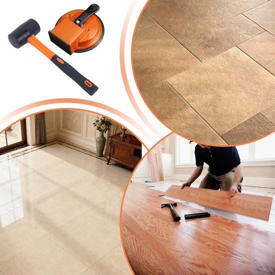 Laminaatvloer Zuignap - Vloer Reparatie Gereedschap - Laminaat Repareren - Gefaseerd Druksysteem - 12x12x6.1 cm - Zwart Oranje — afbeelding 4