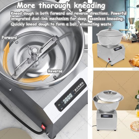 Deegkneder Machine - Deegmixer Elektrisch - Brood Deeg Maken - 5kg Capaciteit - 12 kg - Zilver — afbeelding 2