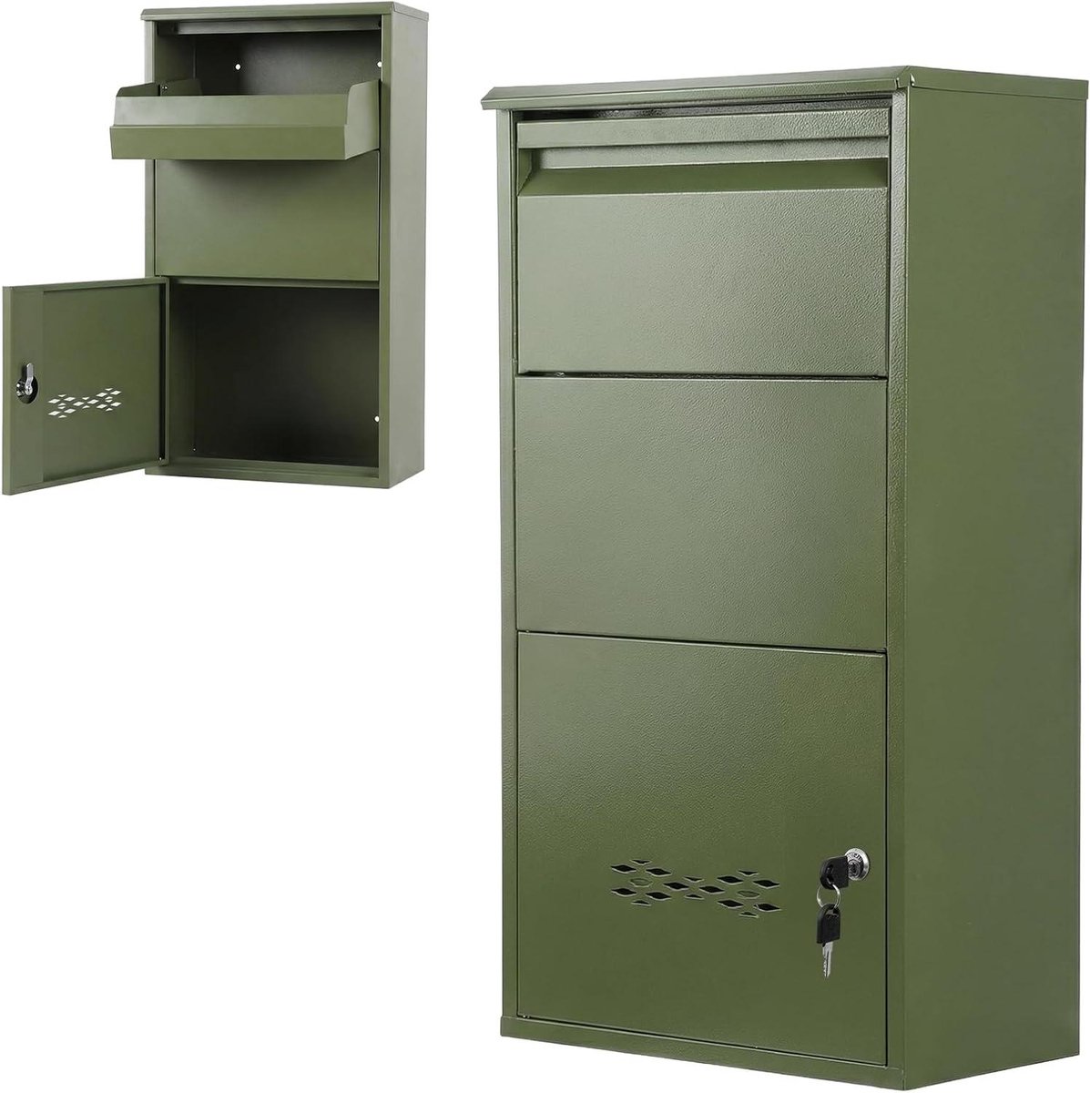 Pakketdoos voor Wandmontage - Brievenbus met slot - Veilige Pakketopslag - Verbeterd antidiefstalontwerp - 75x40x24 cm - Groen