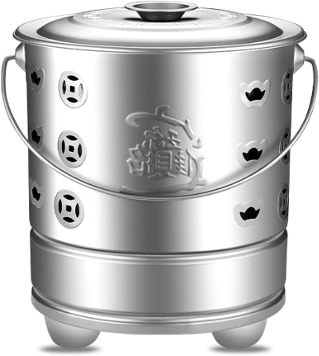 Brandvat met Deksel - Verbrandingsoven Afvalvat - Tuinafval Verbranden - Roestvrij Staal - 30x30x31 cm - Zilver