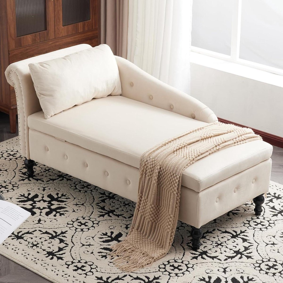 Chaise Longue Bank - Loungestoel Hoekbank - Ontspannen Lezen - Verborgen Opbergruimte - 14