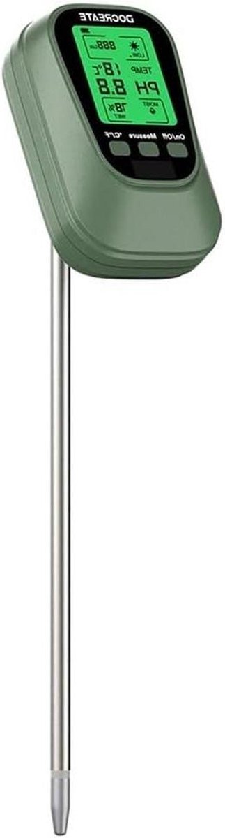 Bodemtester 4-in-1 - Grondmeter pH Vocht - Planten Verzorgen - Helder LCD Scherm - 231mm - Zwart
