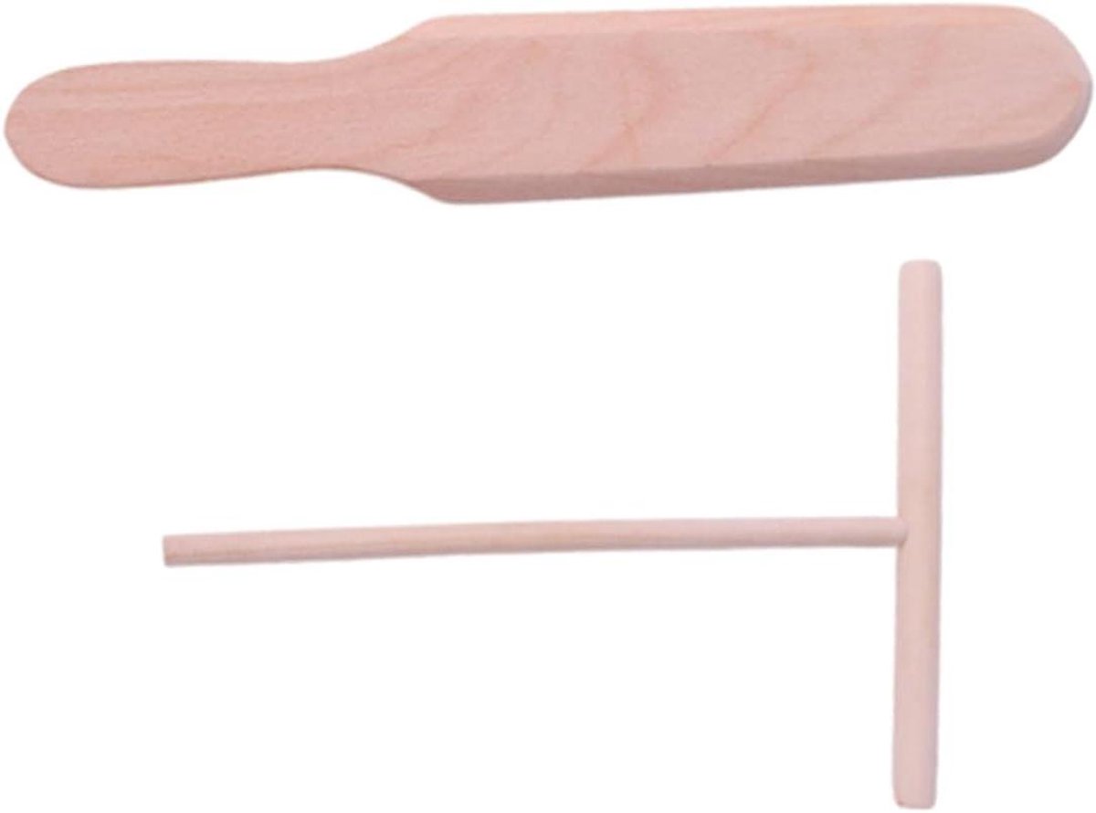 Houten Spatel Set - Pannenkoek Gereedschap - Pannenkoeken Maken - Ergonomisch Ontwerp - 24.50X4.00X0.60CM - Khaki