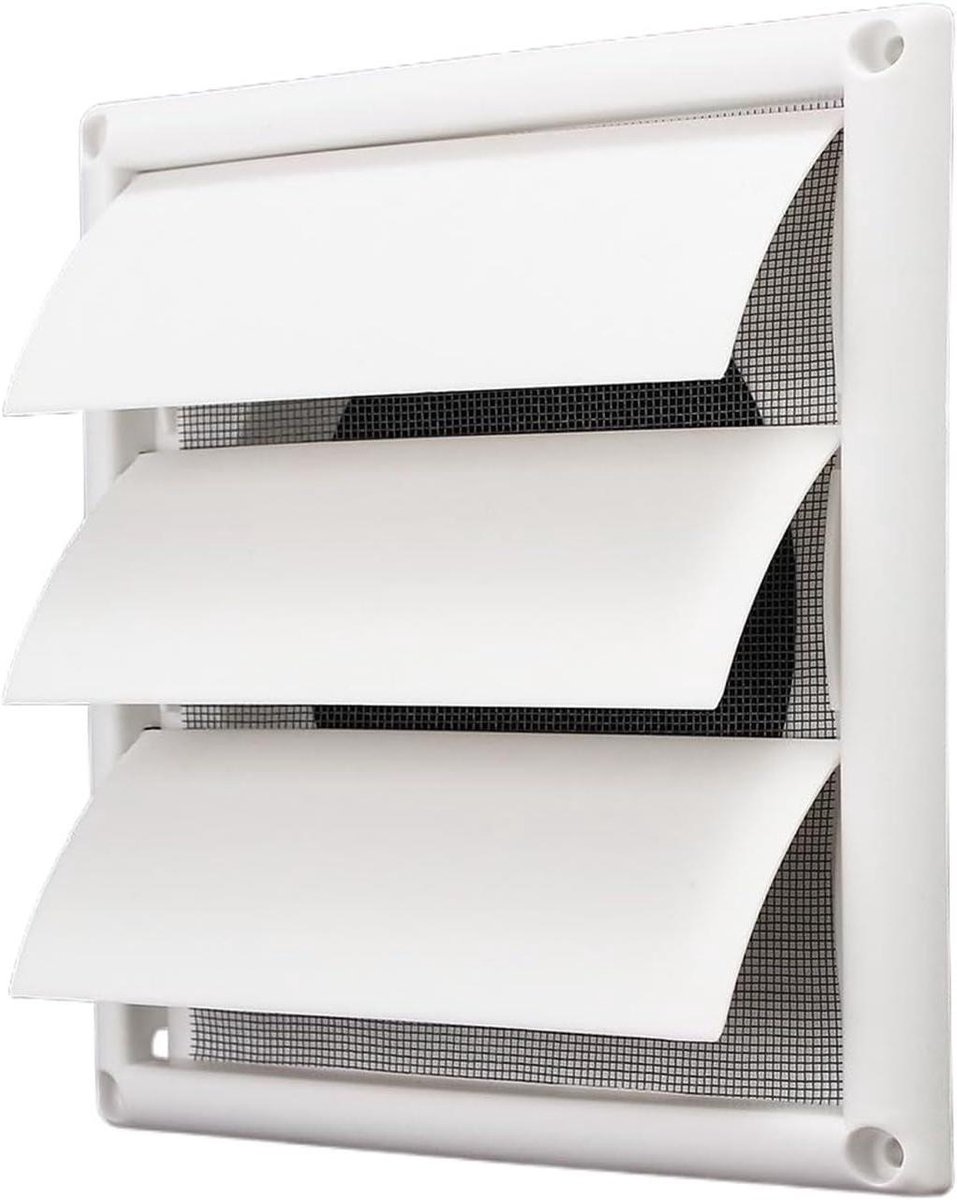 Ventilatierooster - Wandrooster Kanaal - Luchtcirculatie Verbeteren - Dierenwerend Design - 200x200x40mm - Wit