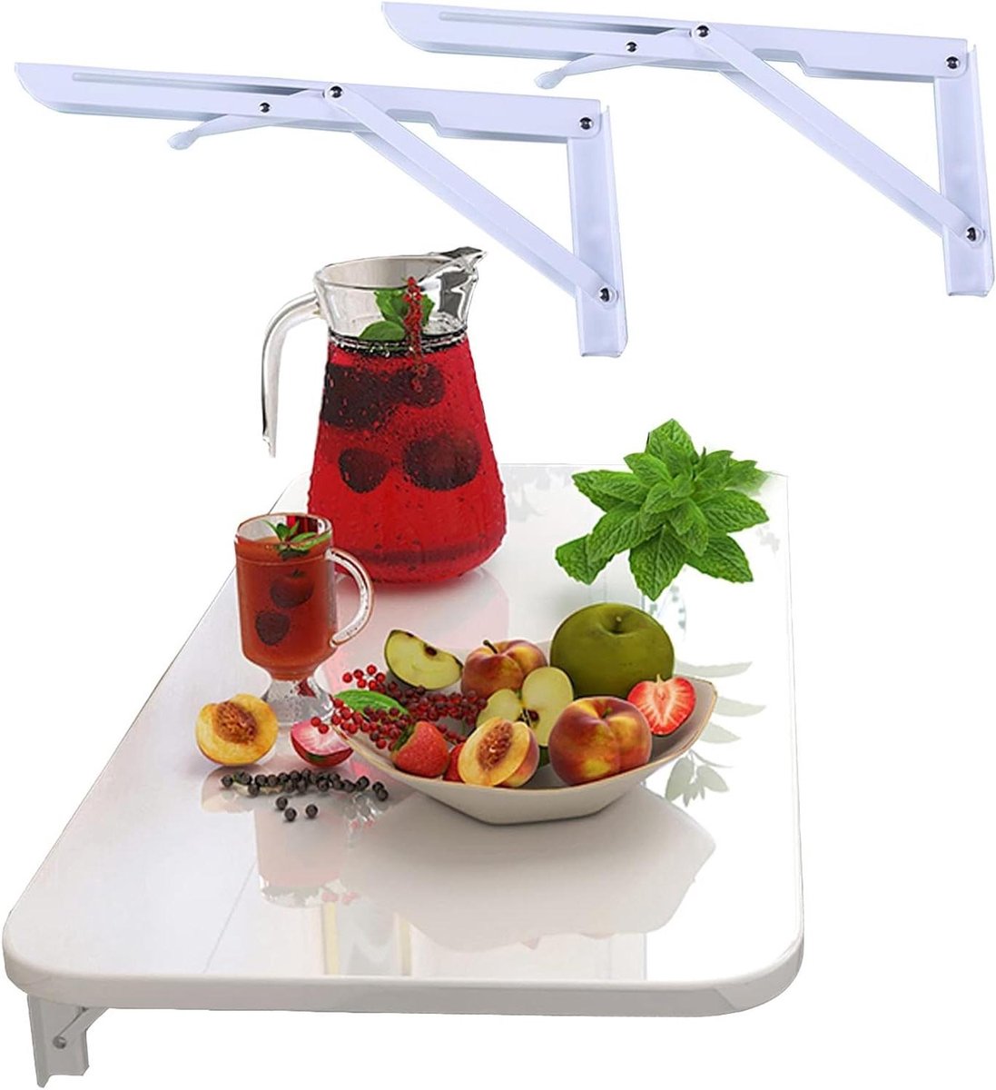 Wandmontage Tafel - Klapbureau Opklapbaar - Ruimte Besparen - 75 KG Draagkracht - 90x40cm - Wit