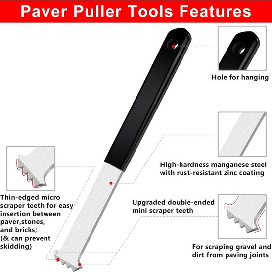 Bestrating Extractor Tool - Steenverwijderaar Tuin - Oprit Onderhoud - Oppervlaktevriendelijk Ontwerp - 2x Stuks - Zwart — afbeelding 5