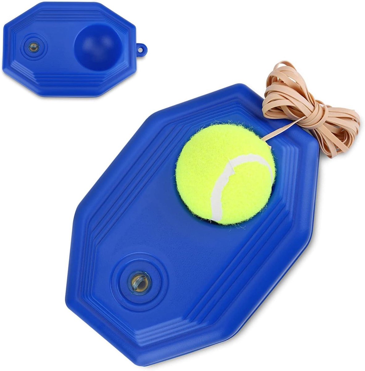 Tennistrainer Basis - Oefenbal met Touw - Tennis Vaardigheden Verbeteren - Stabiele Zand/Water Vulling - 15x20x5 cm - Blauw