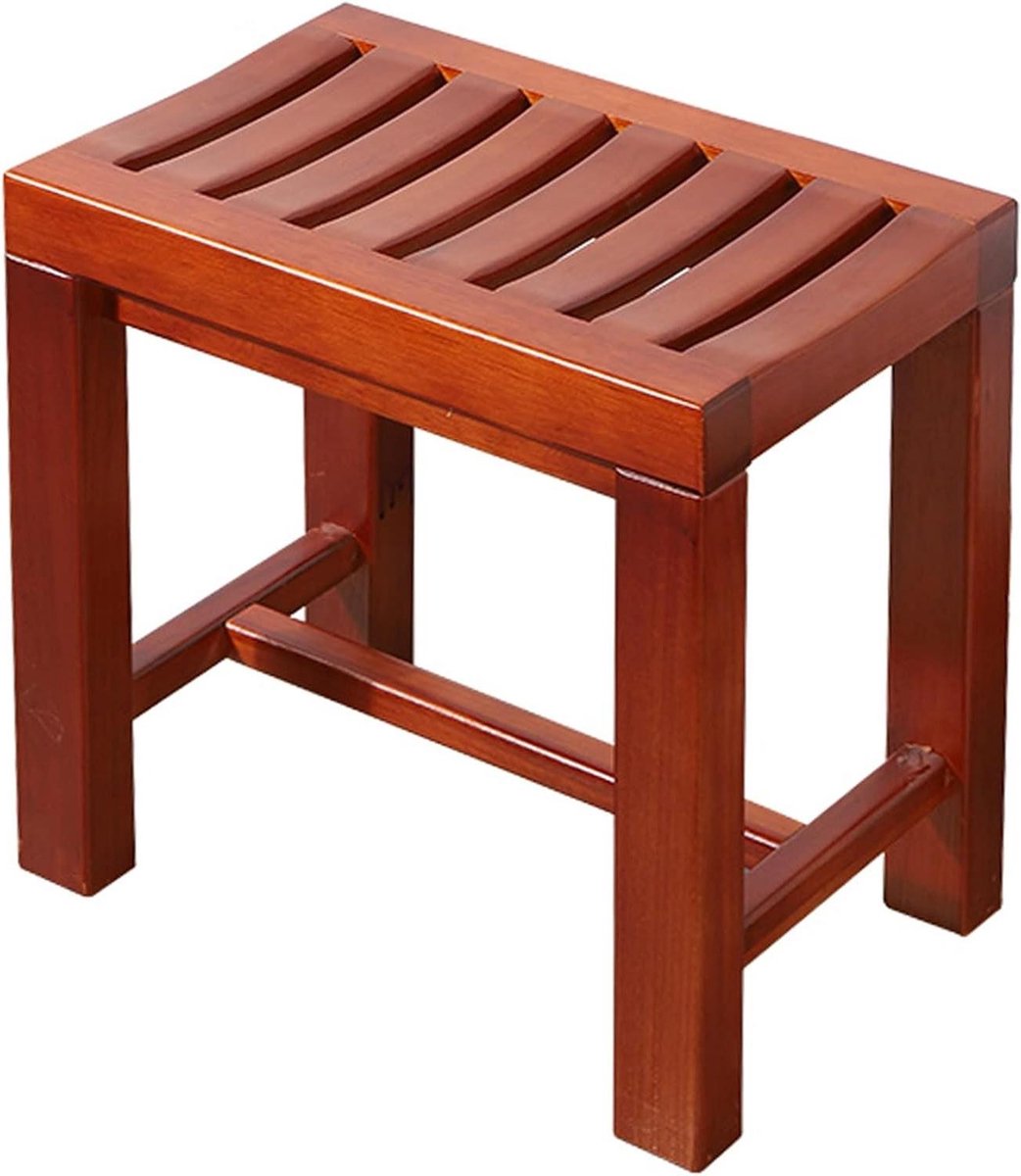 Houten Douchekruk - Badkamerbankje - Comfortabel Douchen - 100% Natuurlijk Hout - 42x28x50cm - Roodbruin