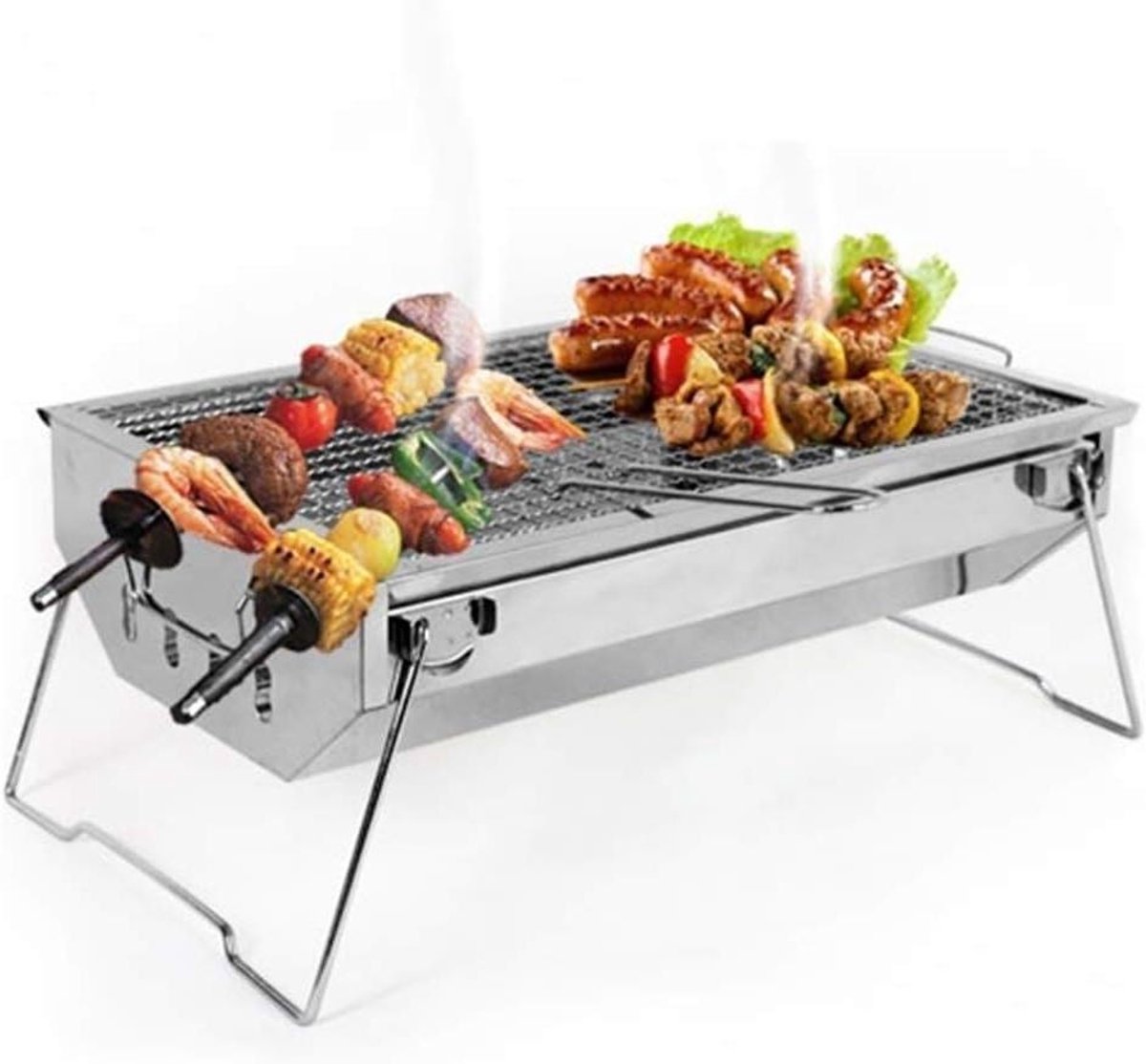 Houtskool BBQ Grill - Draagbare Grill - Outdoor Koken - Opvouwbaar Ontwerp - 1.2 kg - Zilver