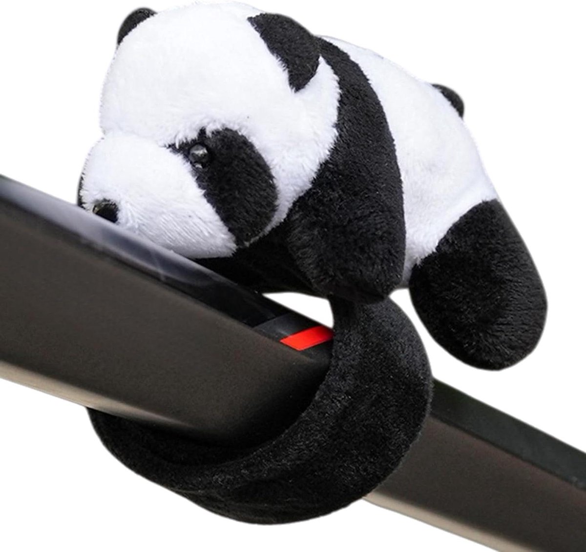 Fietsstuur Decoratie - Dierenfiguur Fiets - Rit Opvrolijken - Zacht Pluche Materiaal - 15x12x8 cm - Panda