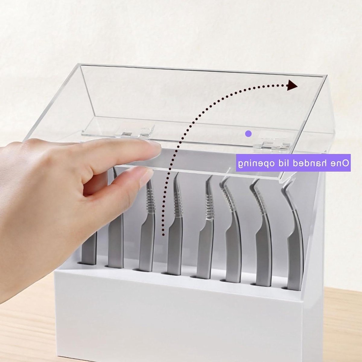 Pincet Opberger - Gereedschap Organizer - Salon Netheid - 8 Sleuven - 16.5 cm - Transparant