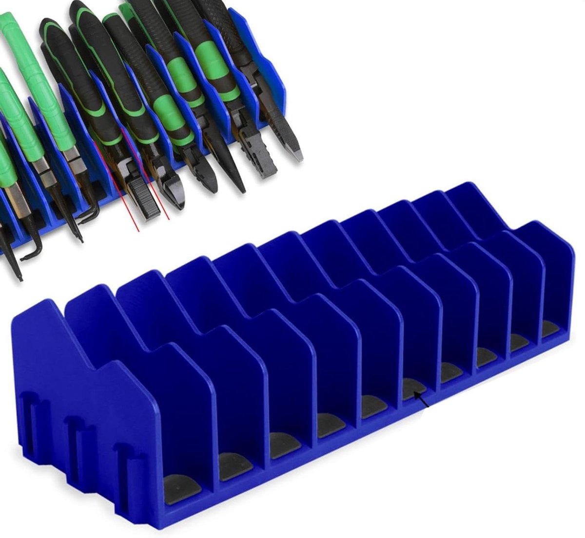 Tang Organizer - Gereedschap Houder - Werkplaats Organiseren - Antislip Basis - 10 Slots - Blauw