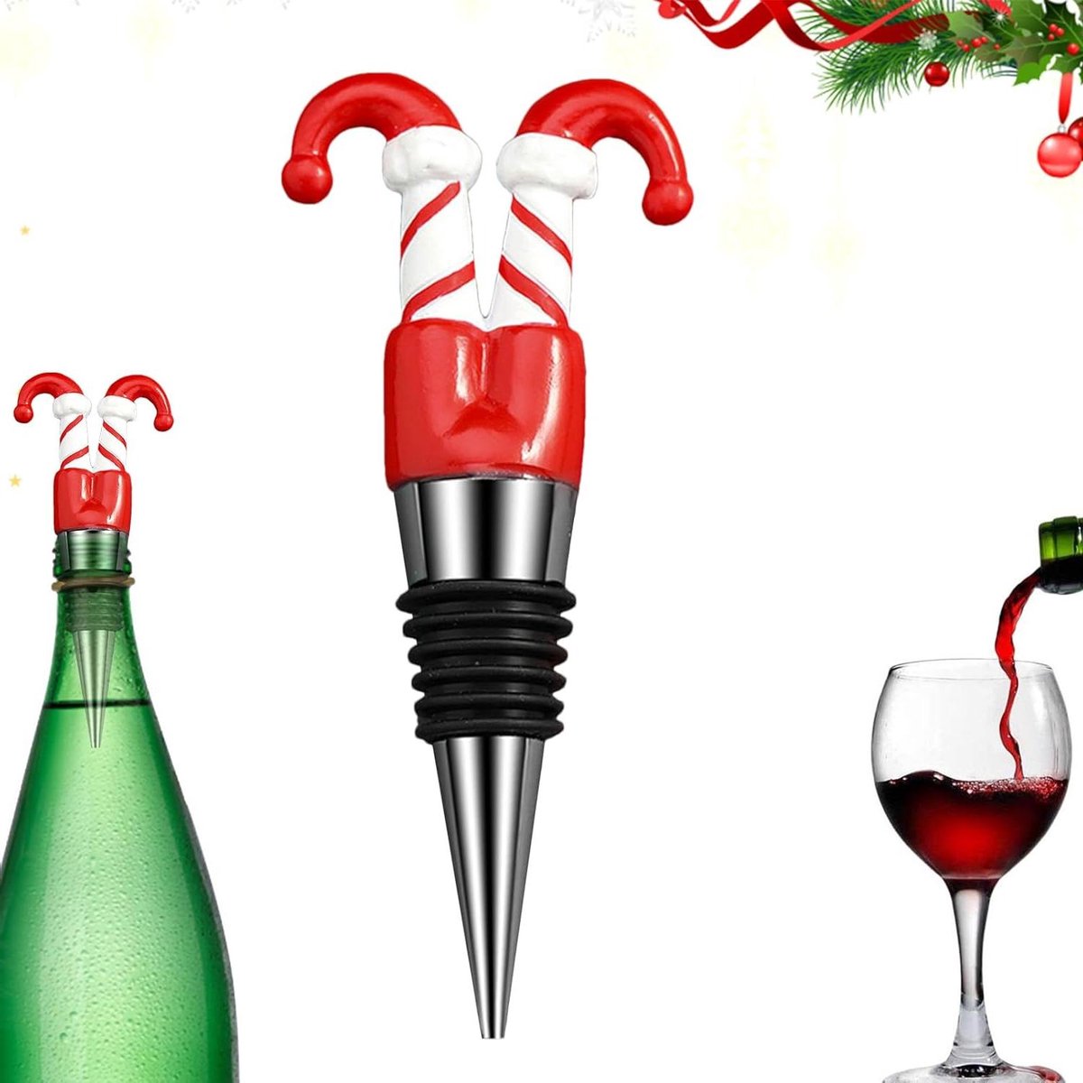 Wijnstoppers - Drankafsluiter - Flesafsluiting - Feestelijk ontwerp - 3.8 cm - Rood