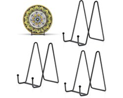 Kruodop 3 stuks 25,5 cm plaatstandaards voor display, plaathouder displaystandaard, fotolijst standaard zwart metalen frame houder standaards voor boek, kleine ezel, decoratieve plaat, foto en schaal,
