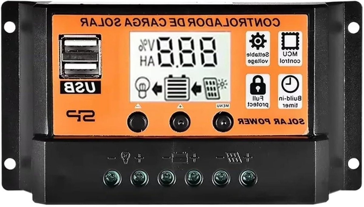 Zonne Laadregelaar - Solar Controller - Energie Beheer - Automatische 12/24V Herkenning - 60A - Zwart