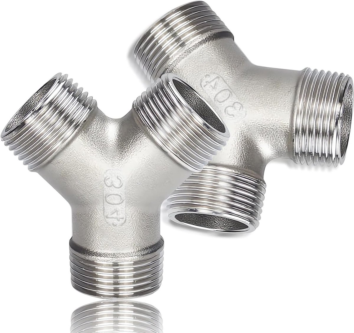 2 Stuks 304 RVS Y Verdeelstuk, 3/8 Inch Y Aansluiting voor Water, 2-Weg Verdeling voor Warm en Koud Water, Duurzaam en Corrosiebestendig
