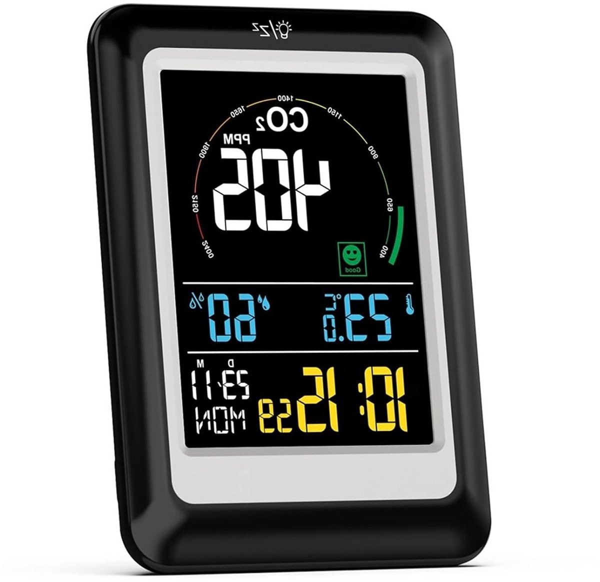 Luchtkwaliteitsmonitor - CO2-meter Vochtigheidsdetector - Binnenklimaat Controleren - 5-in-1 Functies - 400-5000 ppm - Wit