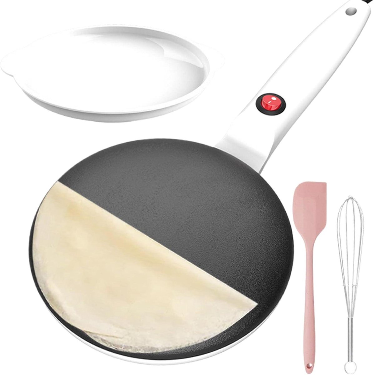 Elektrische Pannenkoekenmaker - Crêpe Machine - Snel Ontbijt Maken - Antiaanbaklaag - 78 inch - Wit