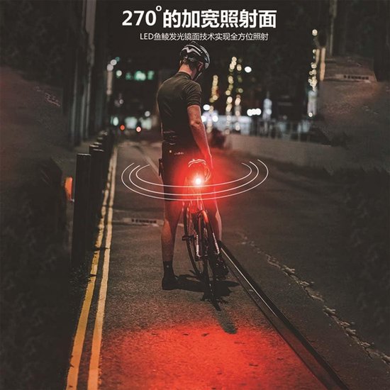 Fiets Achterlicht - Fietslamp Nacht Rijden - Veilig Fietsen - Intelligente Remfunctie - 15 Lumen - Blauw — afbeelding 2