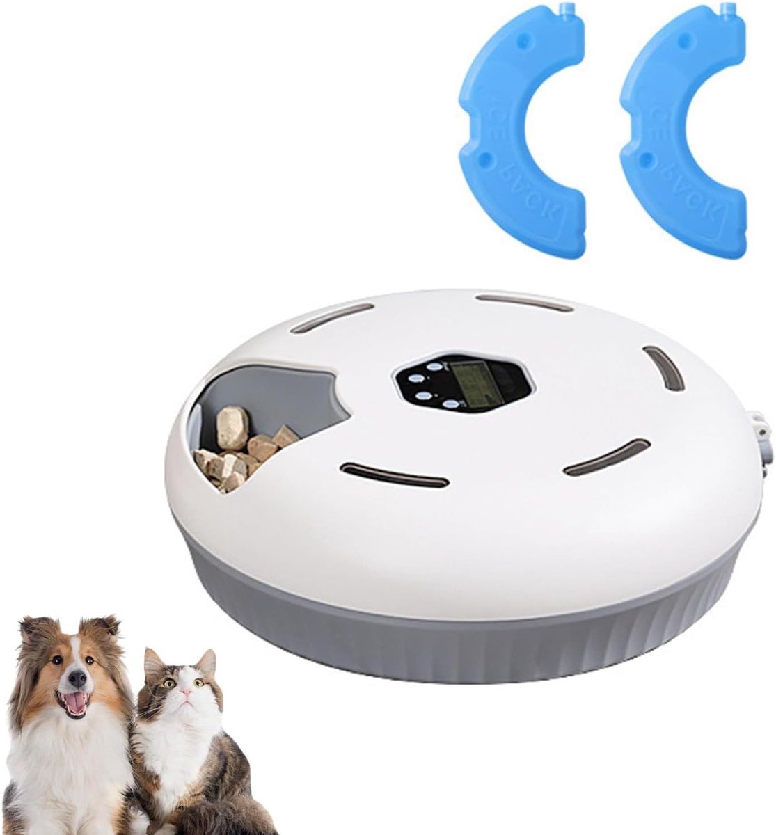 Geavanceerde Automatische Kattenvoer Dispenser met 6 Maaltijden per Dag, Gemakkelijk Schoon te Maken, Geschikt voor Nat en Droog Voer