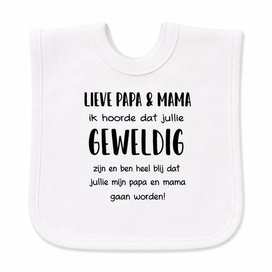 Set van 2 Baby slabbetje cadeau tekst zwangerschap aankondiging jullie worden papa en mama| Geboorte Cadeau / Kraamcadeau set van 2 zwangerschapsaankondiging bekendmaken hoera bekendmaking eerste vaderdag moederdag van Merkloos — afbeelding 2