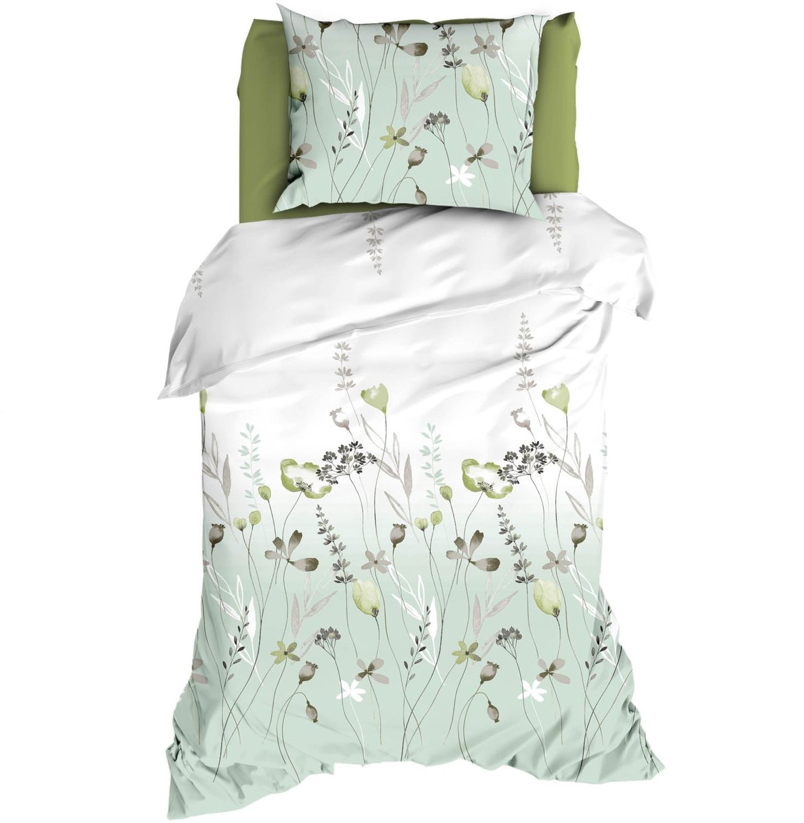 Satin d'Or Zizi Dekbedovertrek - Lits-jumeaux - 240x200/220 cm - Dustygreen