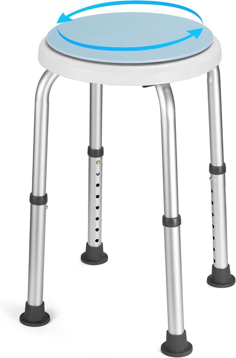 Douchestoel Draaibaar - Badkamer Hulp - Veilig Douchen - 360 Graden Draaibaar - 34-52 cm Verstelbaar - Blauw
