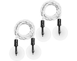Reiswaslijn - 2 stuks - Uitschuifbare waslijn - Draagbare elastische waslijn - Winddichte hanger voor buiten kamperen - Waslijn - Voor buiten kamperen, wasdrogen - 1.5 m - Wit