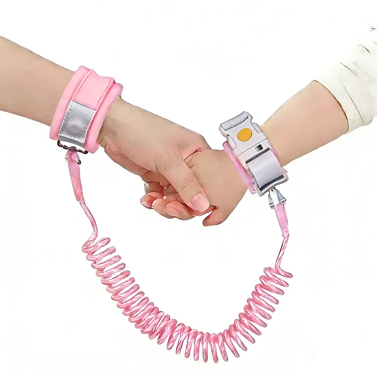 Kinder Anti Verlies Polsband met 2M Veiligheidslijn - Uittrekbare Looplijn voor Kinderen - Reflecterende Anti-Lost Armband - Roze met Slot en Metalen Anti-Snij Kop