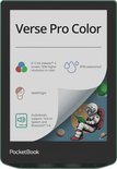 Scherm van de PocketBook Verse Pro Color met specificaties: 6" E Ink Kaleido 3 kleurenscherm, IPX8 waterdicht, SMARTlight, audioboeken ondersteuning.