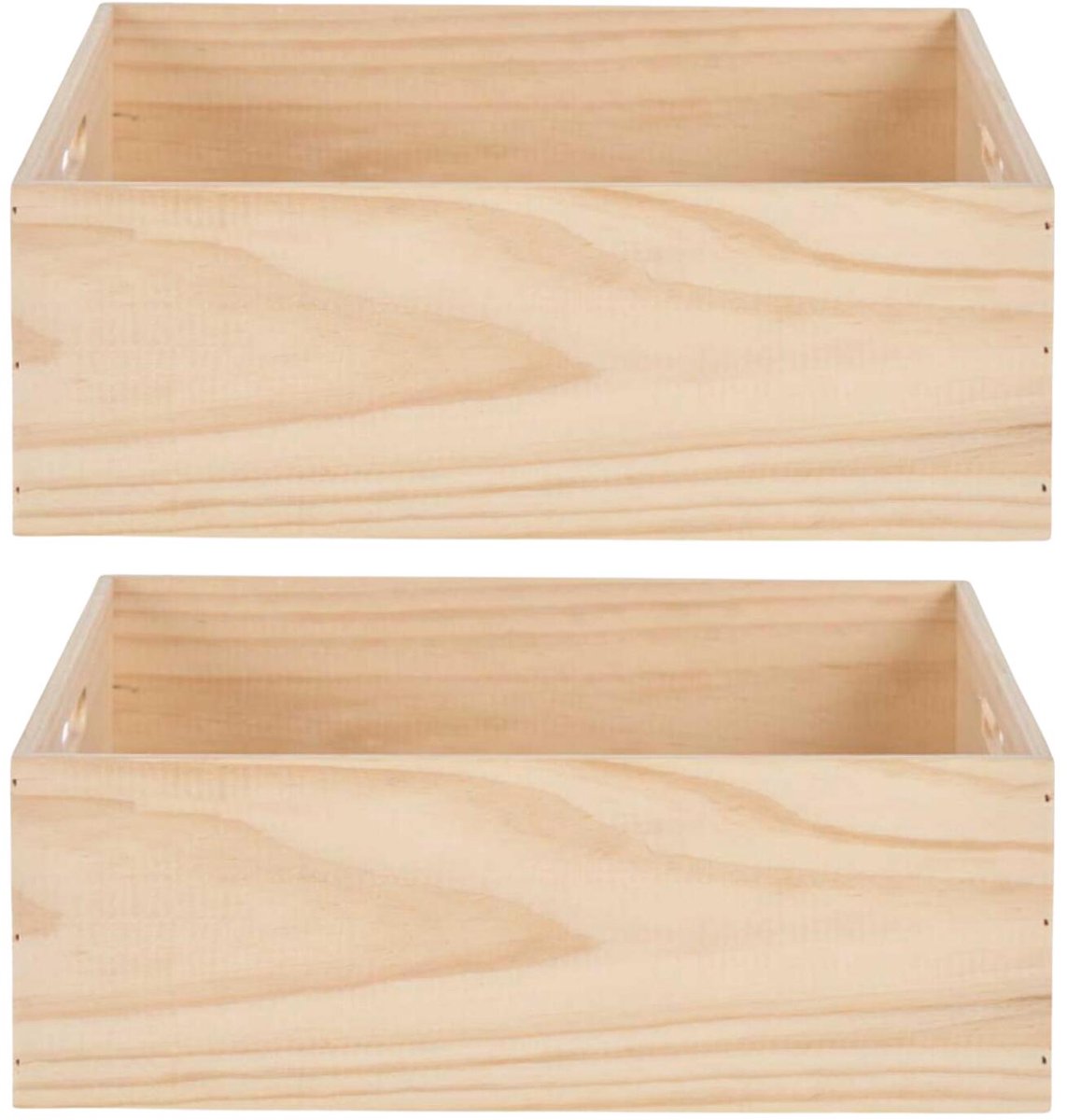 Home&styling opbergbox Praag - 2x - 40 x 35 x 14 cm - hout - natuurlijke look - opbergkist