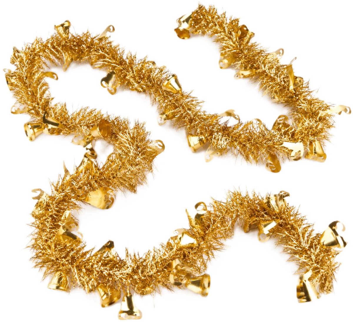 Arte R Lametta kerstslinger - goud - folie - 200 x 12 cm - met kerstklokjes - folieslinger – foto 5