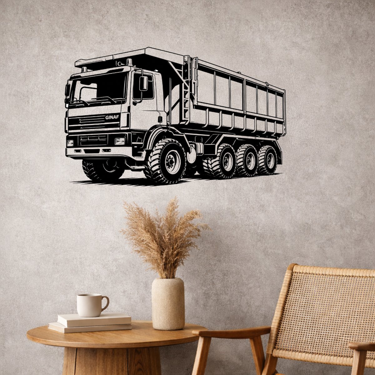 BR2Laser GINAF 4x4 Wanddecoratie MDF – Vrachtwagen Silhouet – Lasergesneden Truck Wandbord – Garage, Werkplaats & Mancave Decoratie – Wanddecoratie – Lasergesneden Hout – Vrachtwagen – 75 cm Breed