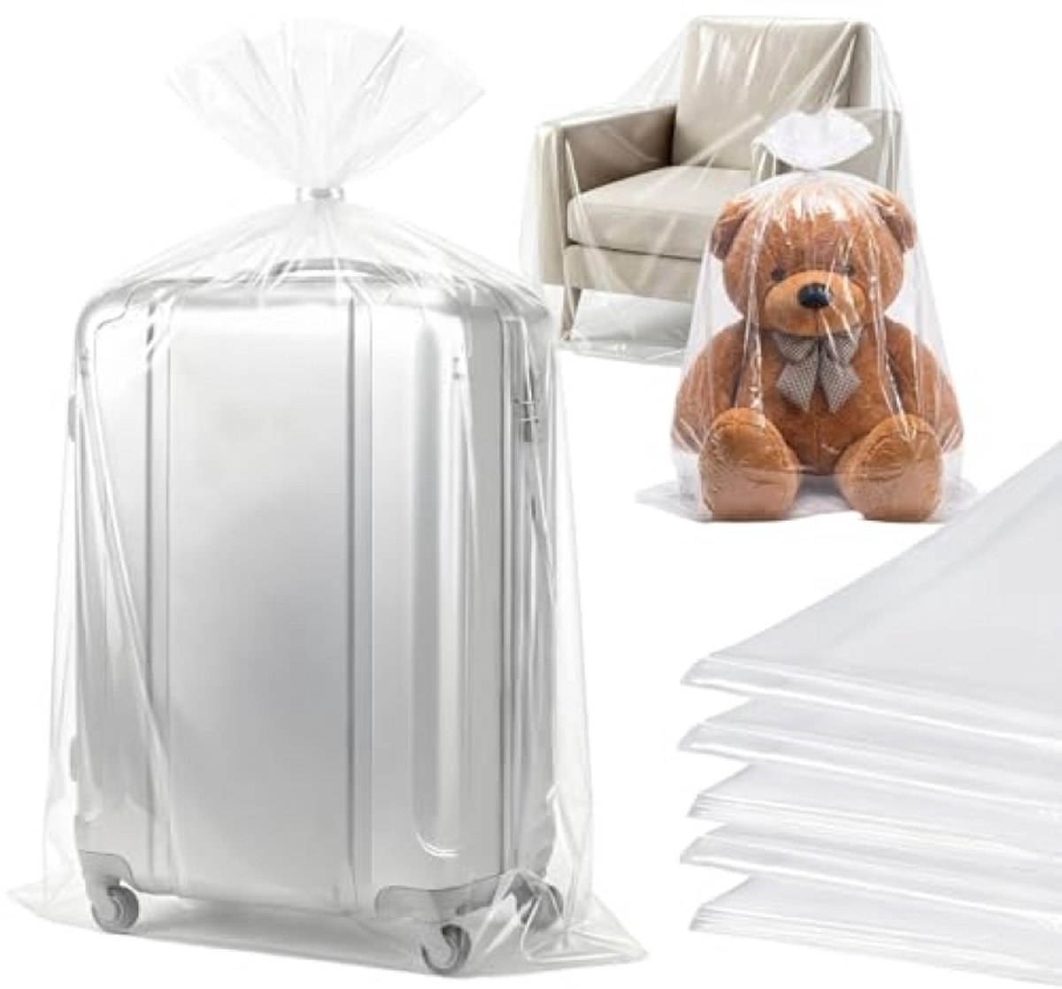 5 Stuks Extra Grote Transparante Opbergzakken 100x152 cm - Stofdicht & Scheurvast - PromoHome