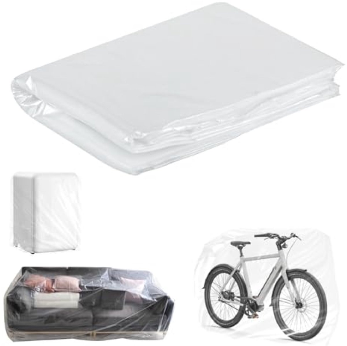 PromoHome 5 stuks transparante opbergzakken 150 x 150 cm, waterdicht en herbruikbaar, extra groot