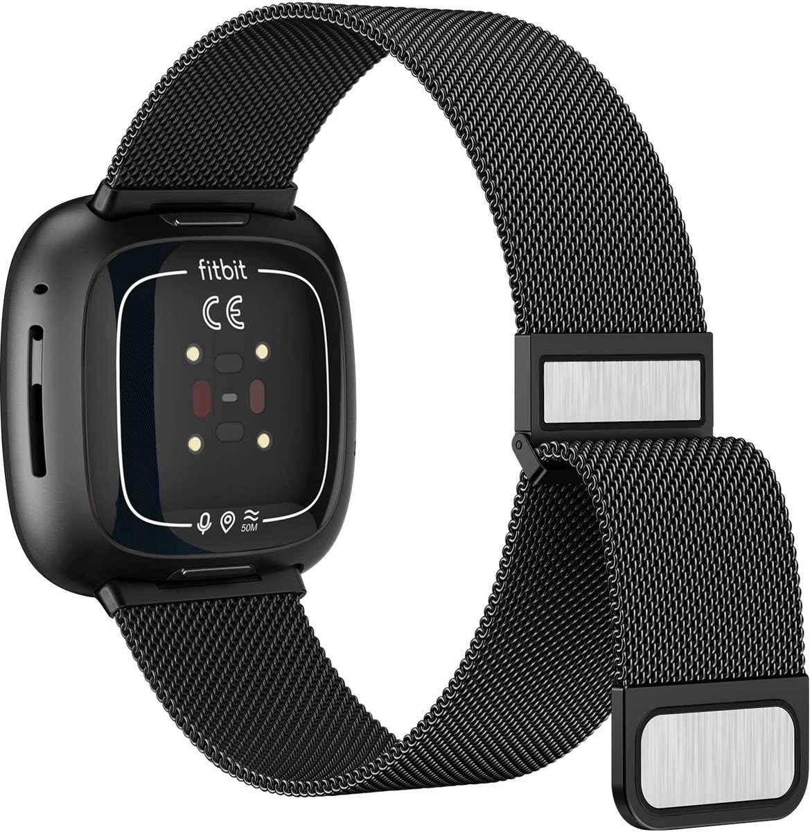 NTHProducts - Fitbit Versa 3 Armband - Metaal Mesh - Magnetische Sluiting - Stijlvol Ontwerp - Vervangband - Geschikt voor Fitbit Versa 4 en Sense