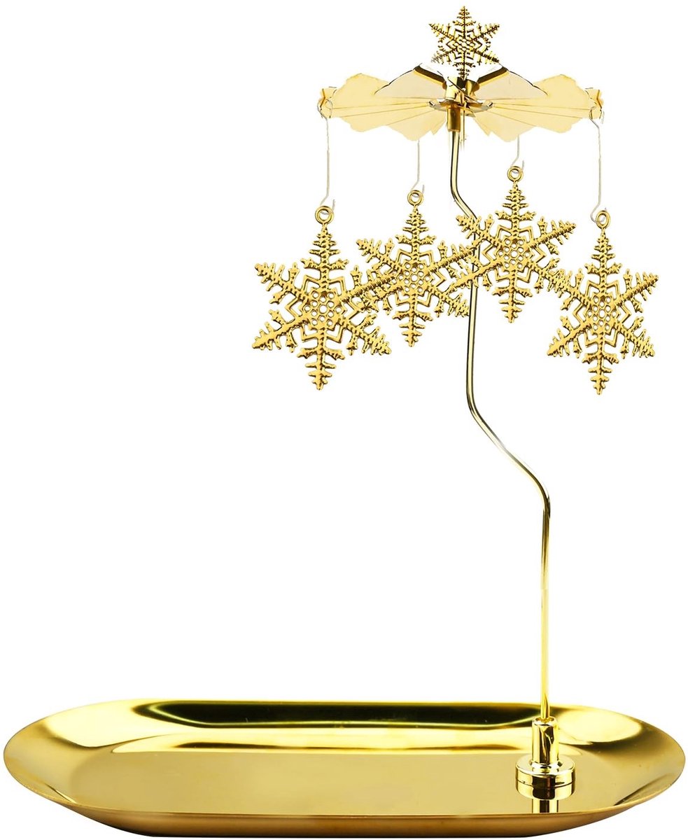 NTHProducts - Rotating Candle Holder - Kerstdecoratie - Romantische sfeer - Gouden metaal - Kaarsenhouder - Geschikt voor feestdagen en huwelijken - 10..