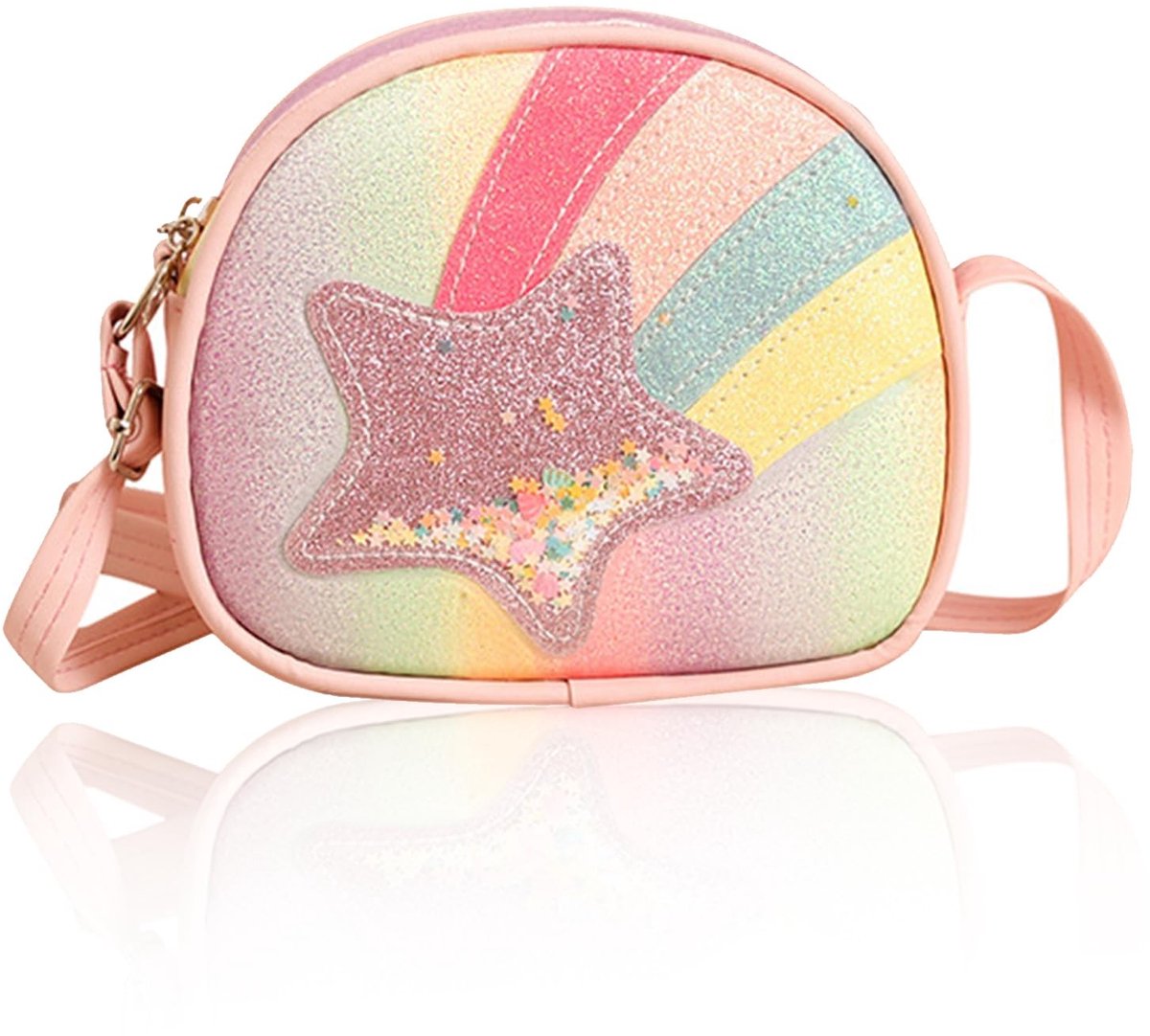 NTHProducts - Schoudertas voor Meisjes - Handtassen voor Kinderen - Schattige Crossbody Tas - Regenboog Kleur - Mini Handtas - Geschikt voor 3-10 Jaar ...