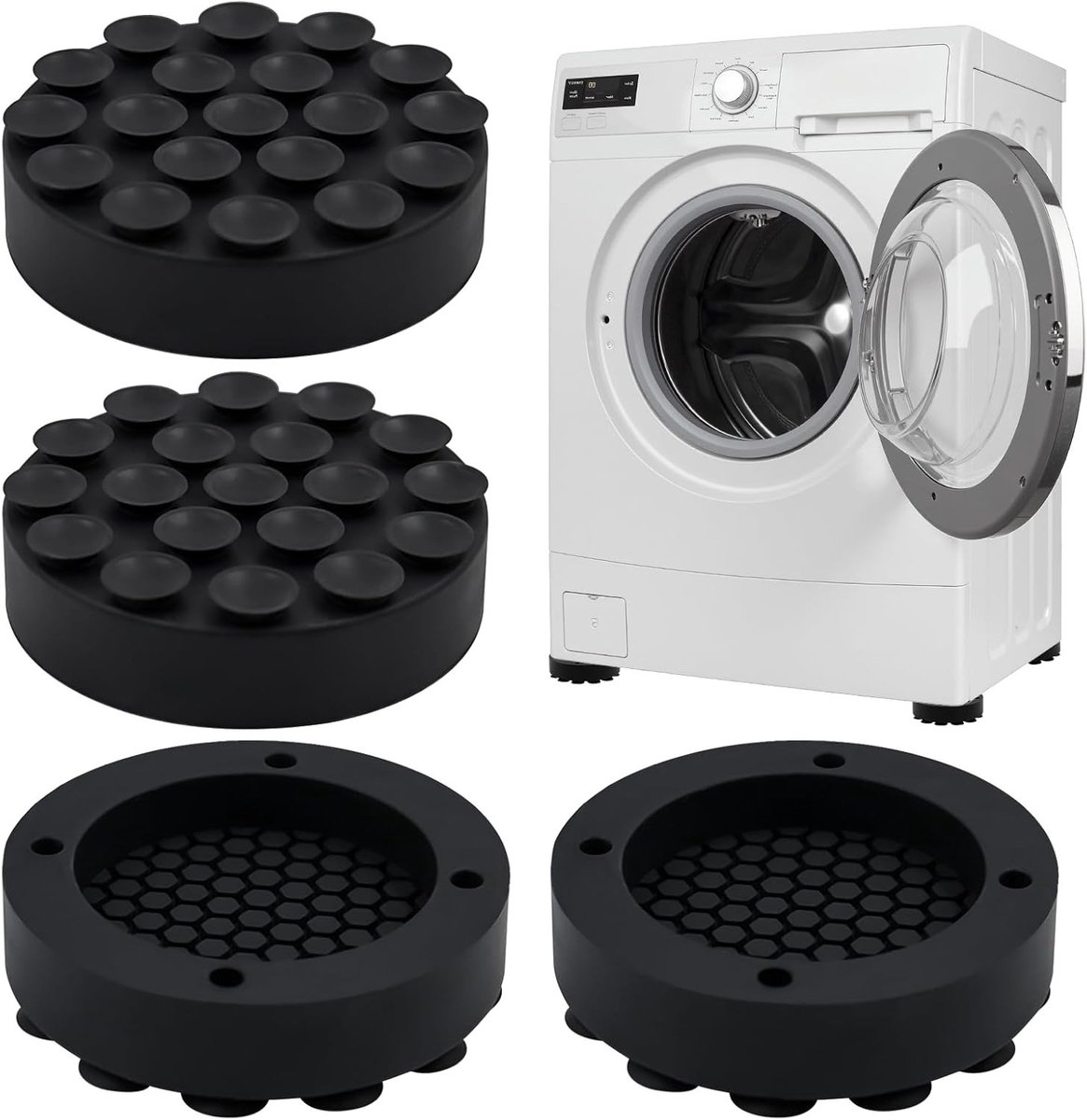 4 Pcs Vibration Dampers for Washing Machine Feet, Rubber Feet Vibration Dampers, Anti-Vibration Pads for Washing