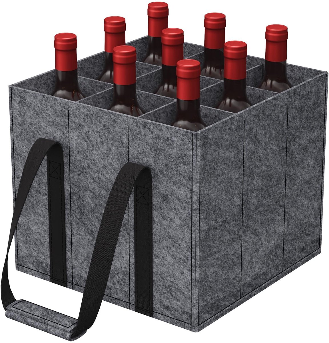 MTTProducts - Bottle Bag - Flessentas - Ruim en veilig - Grijs - Drankentas - Voor wijn en dranken - 30 x 20 x 26 cm