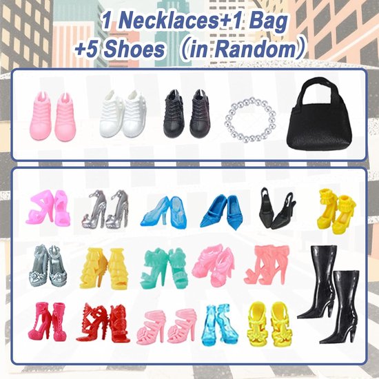 Poppenkledingset - Poppenjurken Accessoires - Poppen Aankleden - 18 Delige Set - 30 cm Poppen - Meerkleurig — afbeelding 2