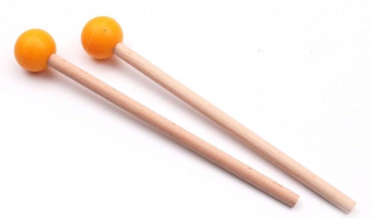 Percussie Mallets - Muziek Mallets - Instrumenten Bespelen - Rubberen Hoofd - 19.5 cm - Oranje