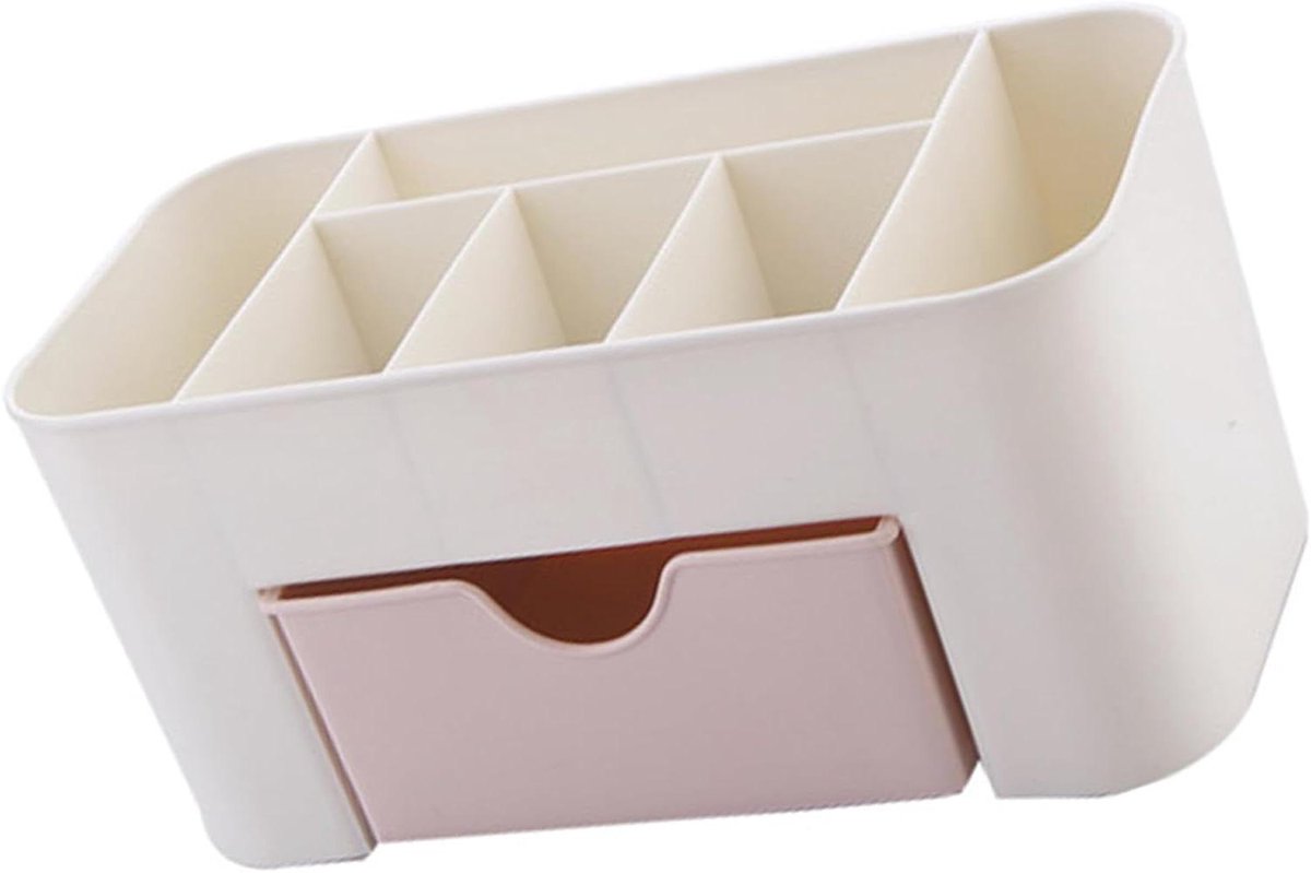 Cosmetische Organizer met Lade - Sieraden Opbergdoos Bureau Organizer - Spullen Georganiseerd Houden - Meerdere Compartimenten - 20x10x9 cm - Wit